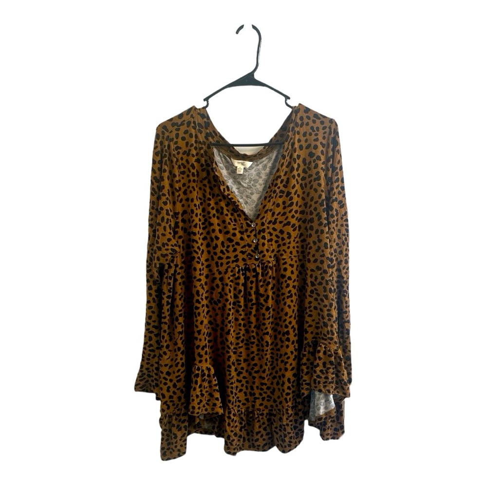 Plus Size Terra‎ & Sky Leopard Print Top Size 1X